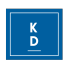 Kristdemokraternas blå partisymbol med bokstäverna K och D.